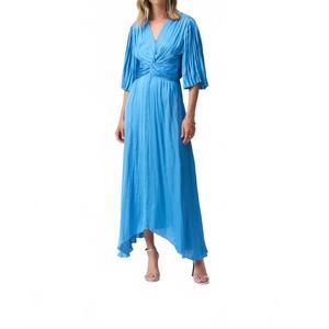 Joseph Ribkoff | Dresses | New Joseph Ribkoff Vneck Pleated Satin Maxi Dress  In Coastal Blue | Poshmark